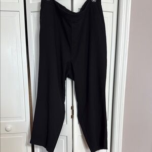 Black Straight Leg Cropped Pants with Elastic Waistband